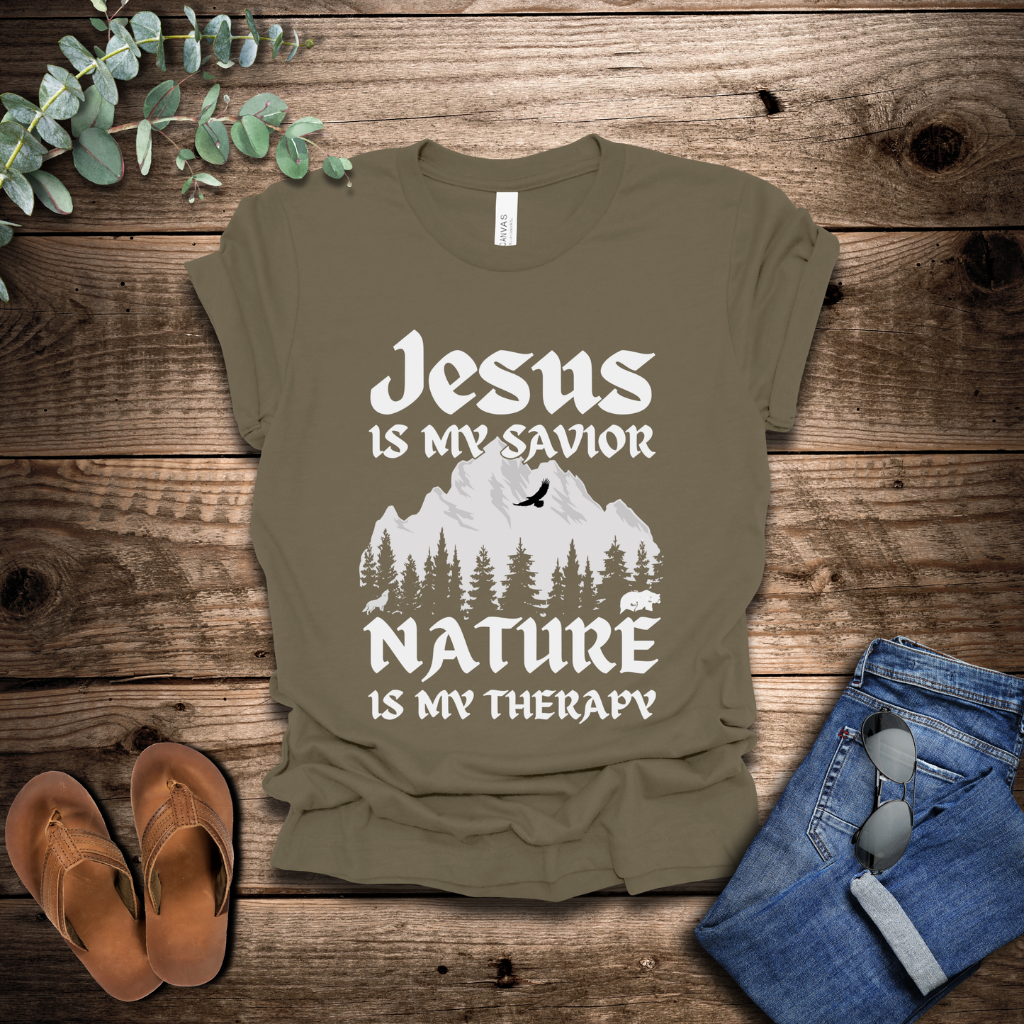 Jesus Is My Savior, Nature Is My Therapy T-Shirt