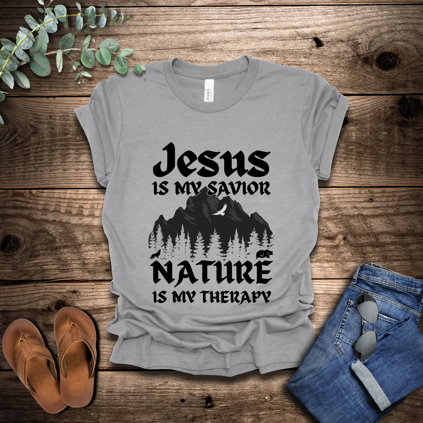 Jesus Is My Savior, Nature Is My Therapy T-Shirt