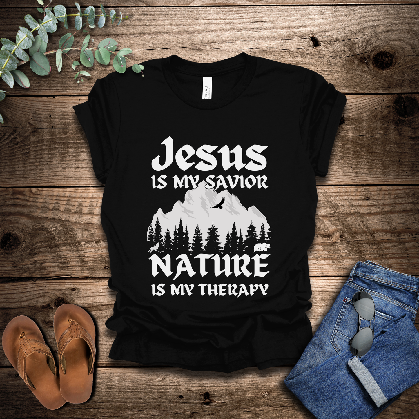 Jesus Is My Savior, Nature Is My Therapy T-Shirt