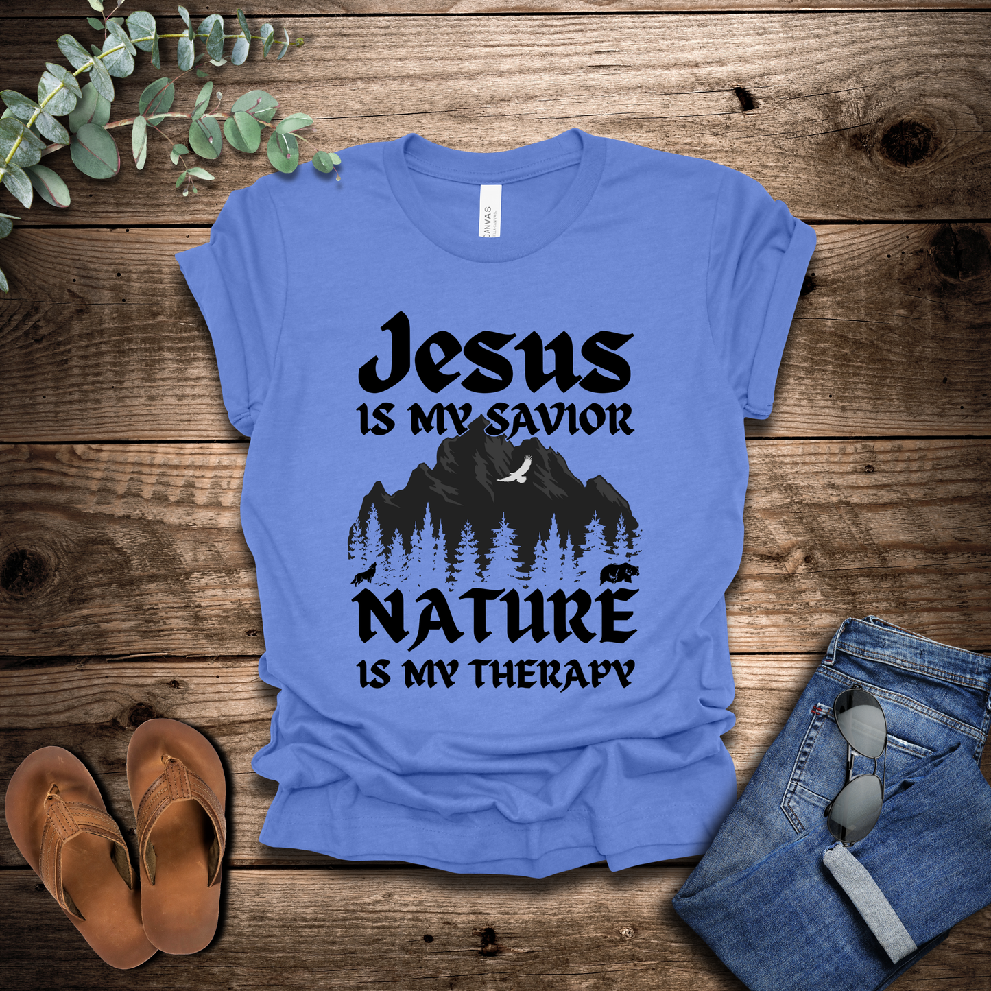 Jesus Is My Savior, Nature Is My Therapy T-Shirt