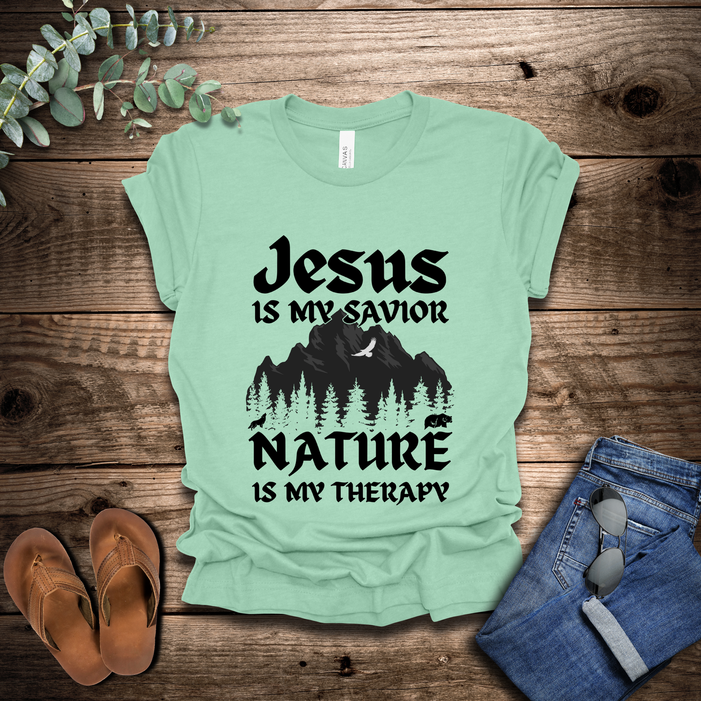 Jesus Is My Savior, Nature Is My Therapy T-Shirt