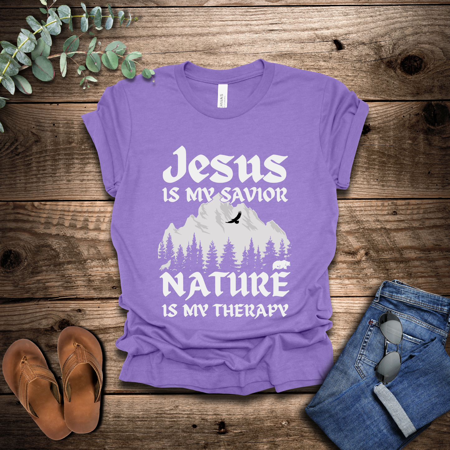 Jesus Is My Savior, Nature Is My Therapy T-Shirt