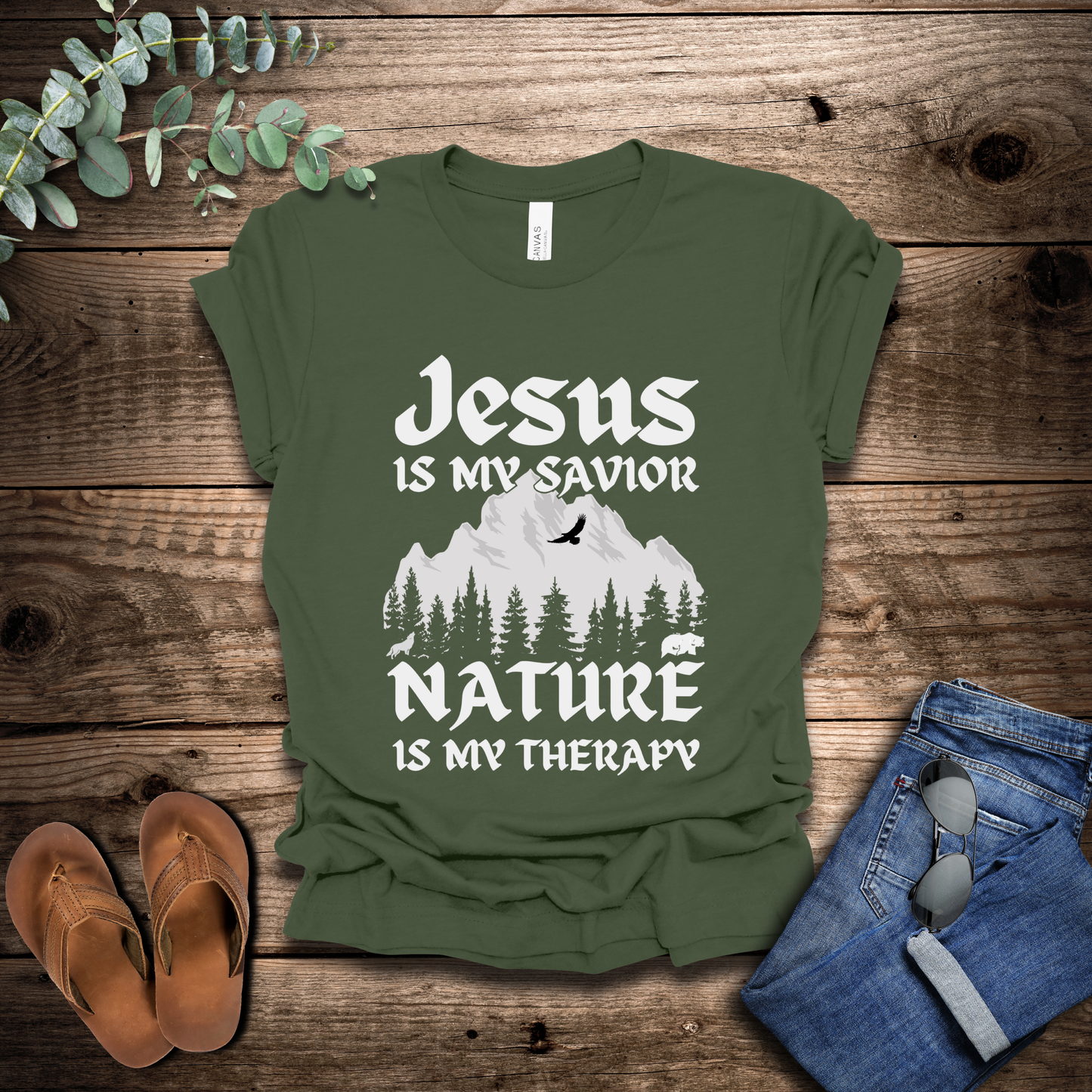 Jesus Is My Savior, Nature Is My Therapy T-Shirt